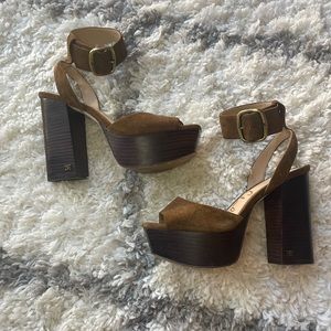 Sam Edelman Brown Suede Platform Heels